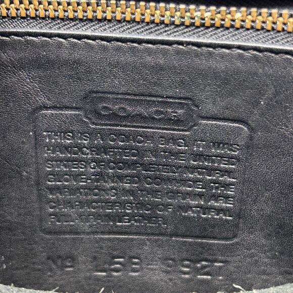 Vintage COACH WILLIS Black Leather Crossbody Satchel Bag Purse Brass 9927 - Picture 7 of 16
